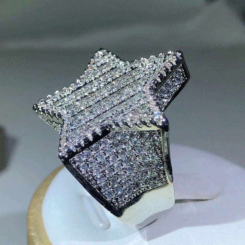 Iced Out Star Ring — S925 Sterling Silver