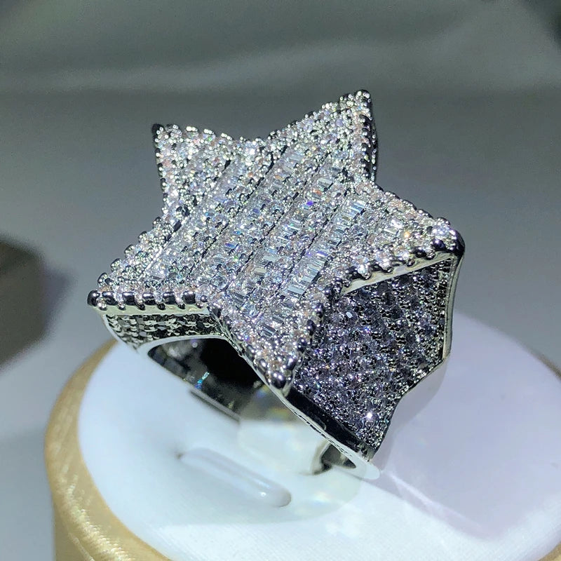 Iced Out Star Ring — S925 Sterling Silver