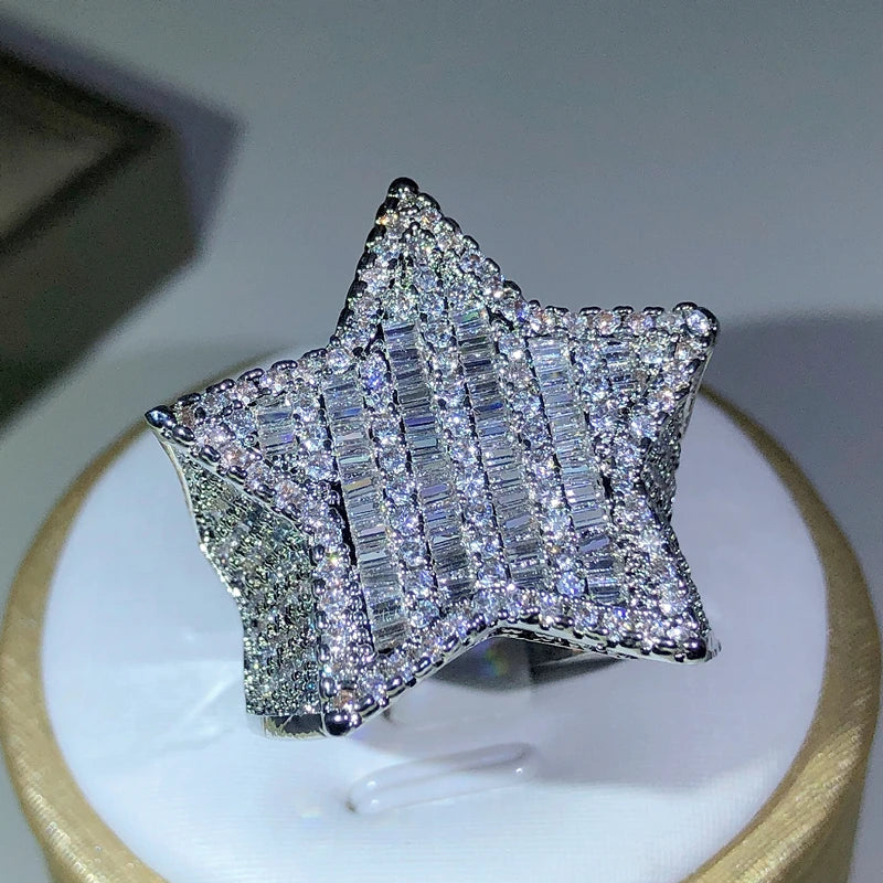 Iced Out Star Ring — S925 Sterling Silver