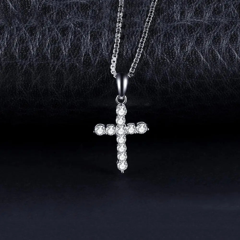 Gold Cross Pendant Necklace — S925 Sterling Silver & Zirconia