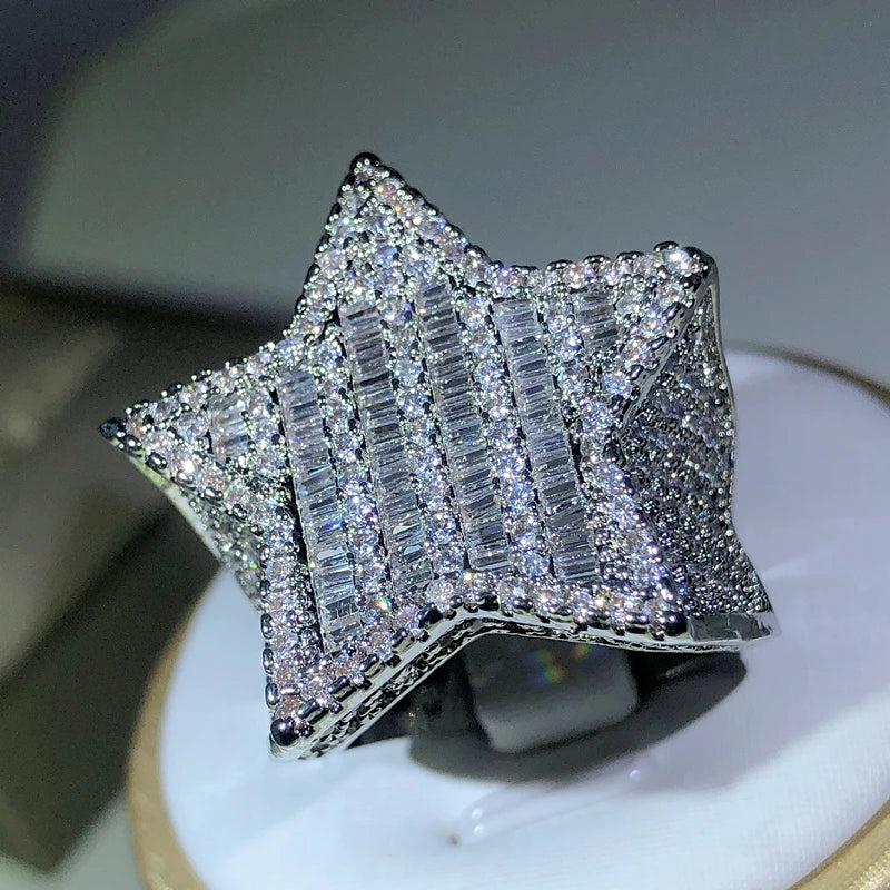 Iced Out Star Ring — S925 Sterling Silver
