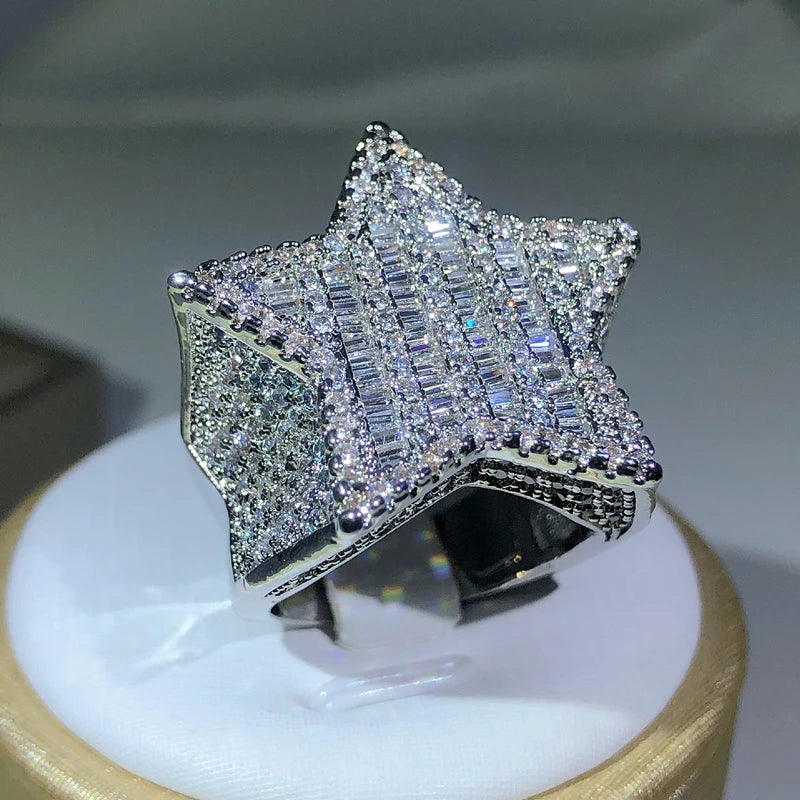 Iced Out Star Ring — S925 Sterling Silver