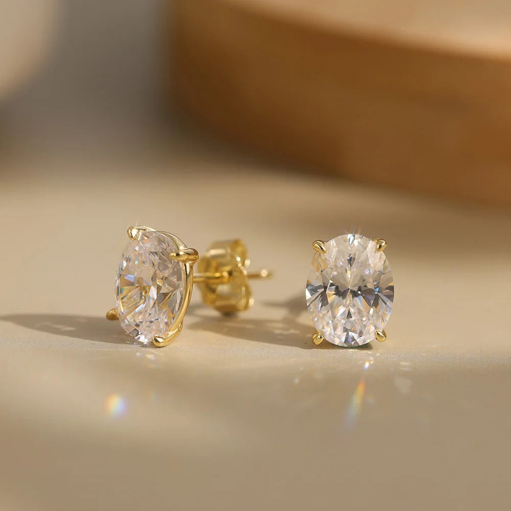 Oval Moissanite Stud Earrings | S925 Sterling Silver