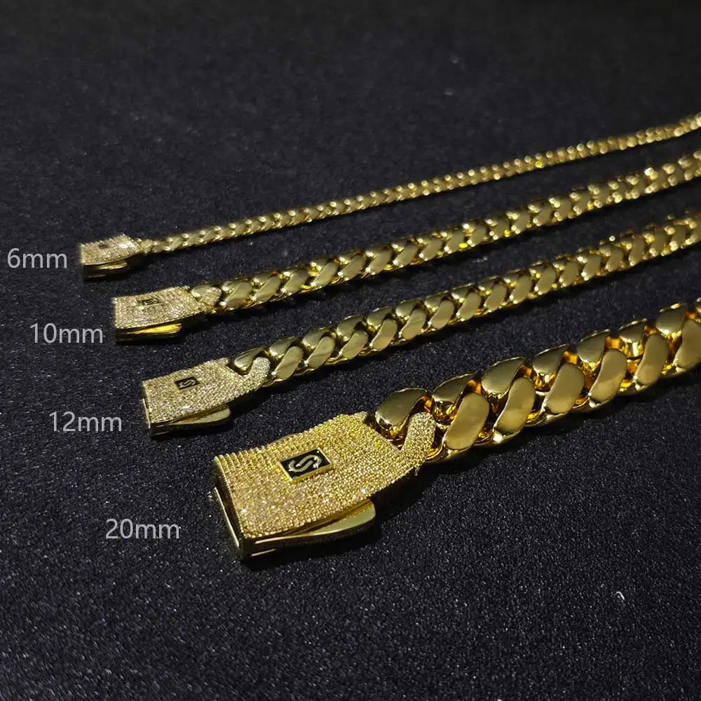 14K Gold Plated Moissanite Cuban Link Chain — S925 Sterling Silver