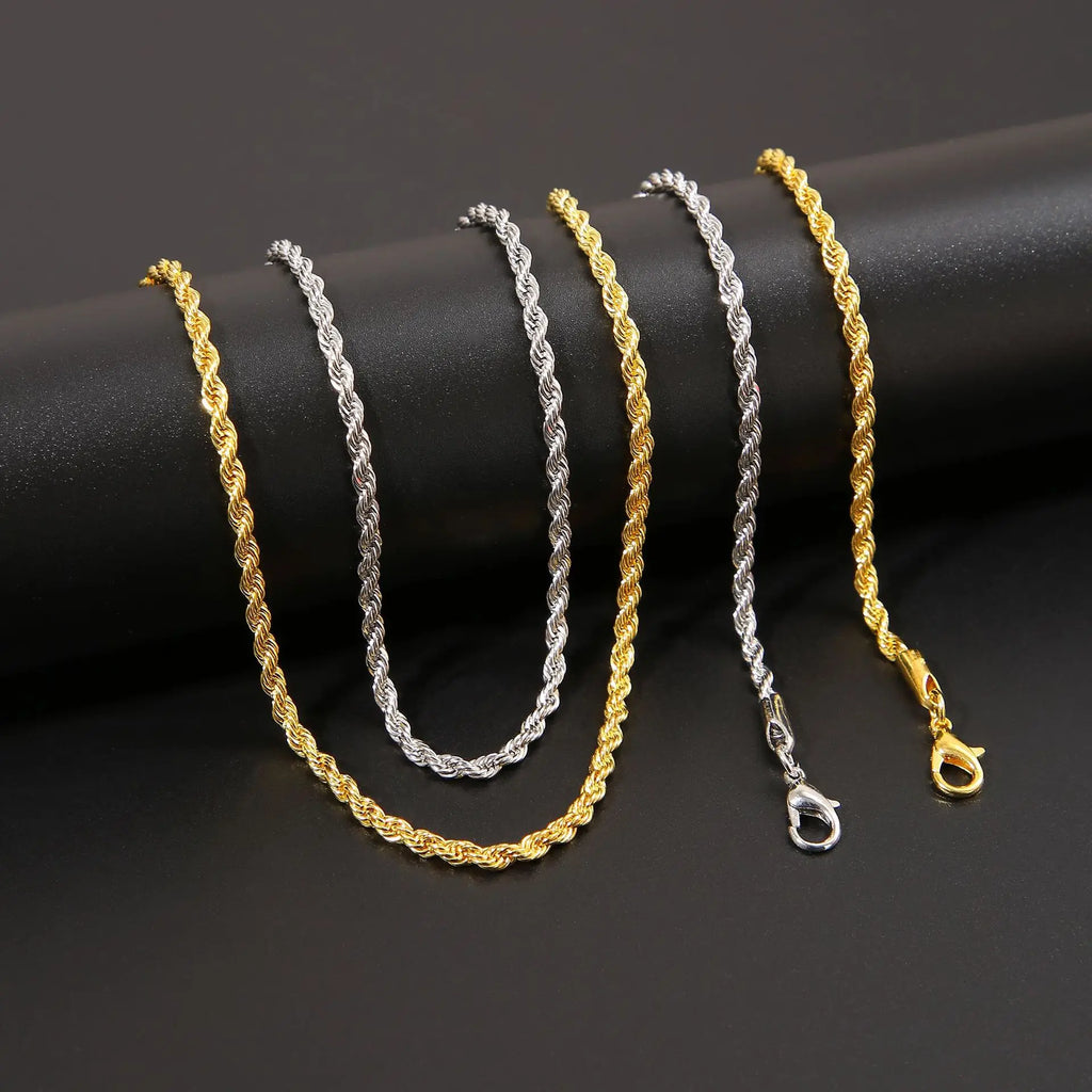 18K Gold-Plated 925 Silver Rope Chain