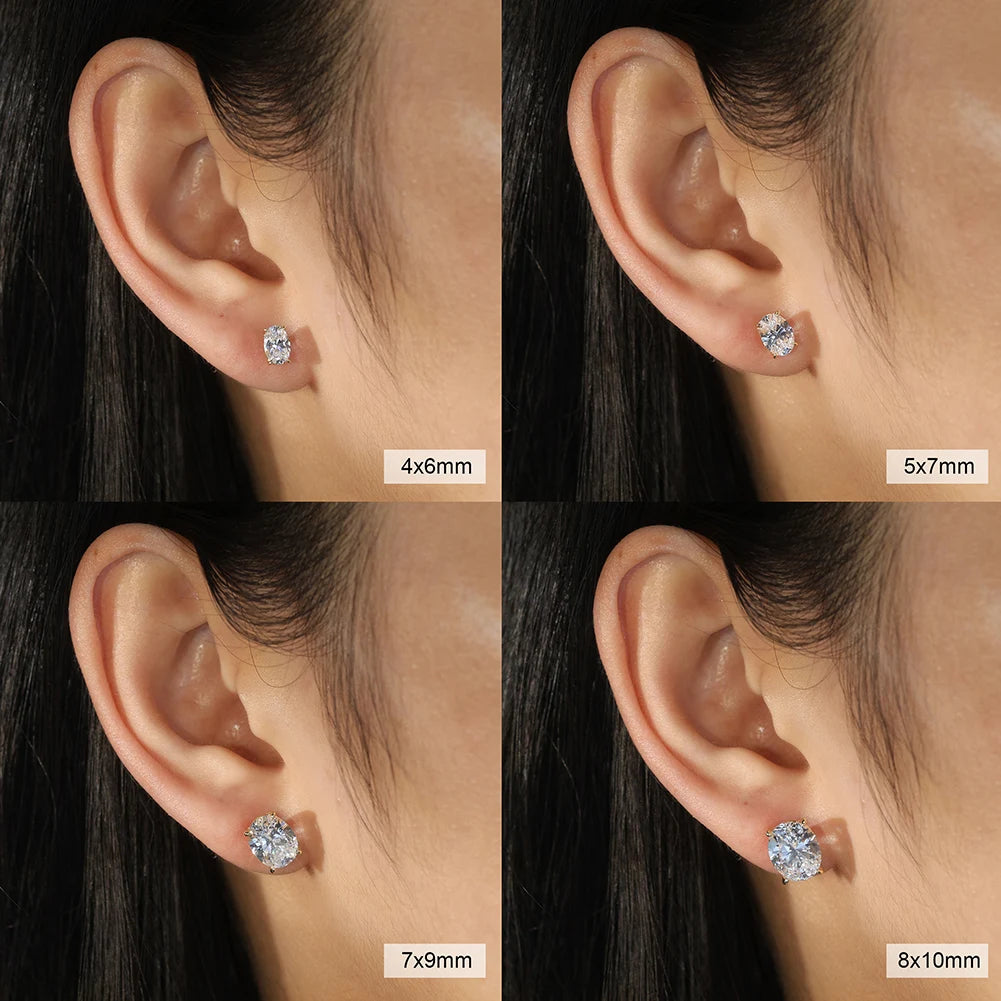 Oval Moissanite Stud Earrings | S925 Sterling Silver