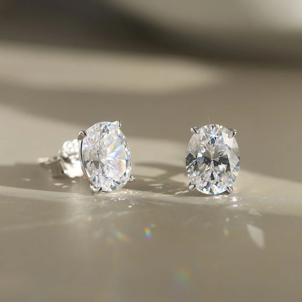 Oval Moissanite Stud Earrings | S925 Sterling Silver