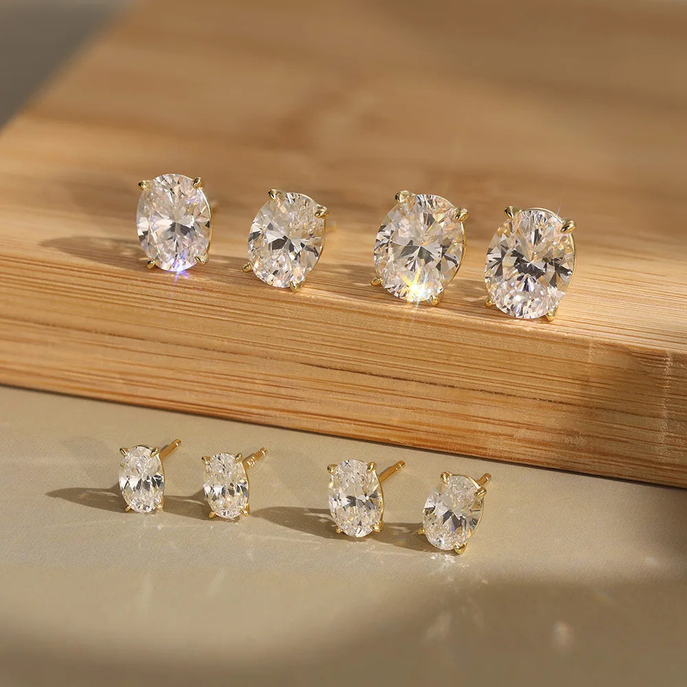 Oval Moissanite Stud Earrings | S925 Sterling Silver