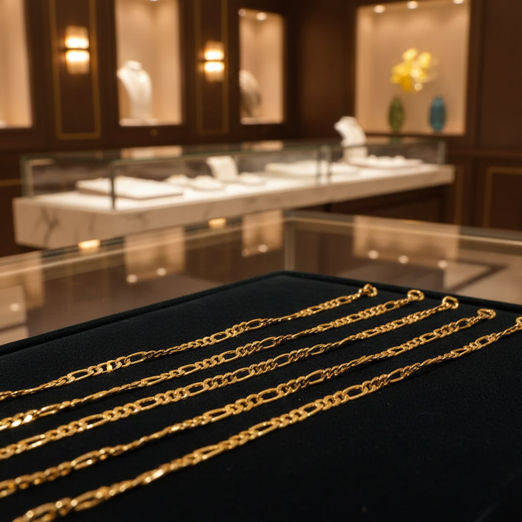 18K Gold-Plated 925 Silver Figaro Chain