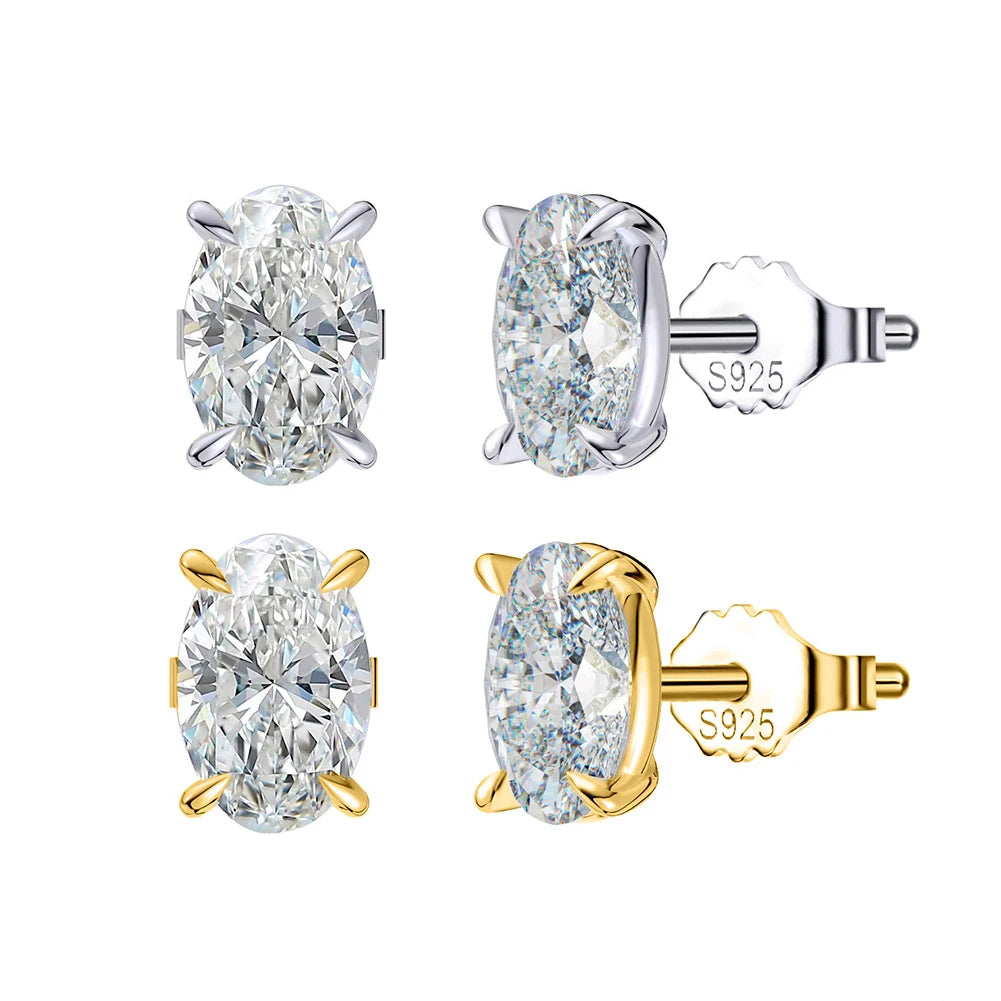 Oval Moissanite Stud Earrings | S925 Sterling Silver