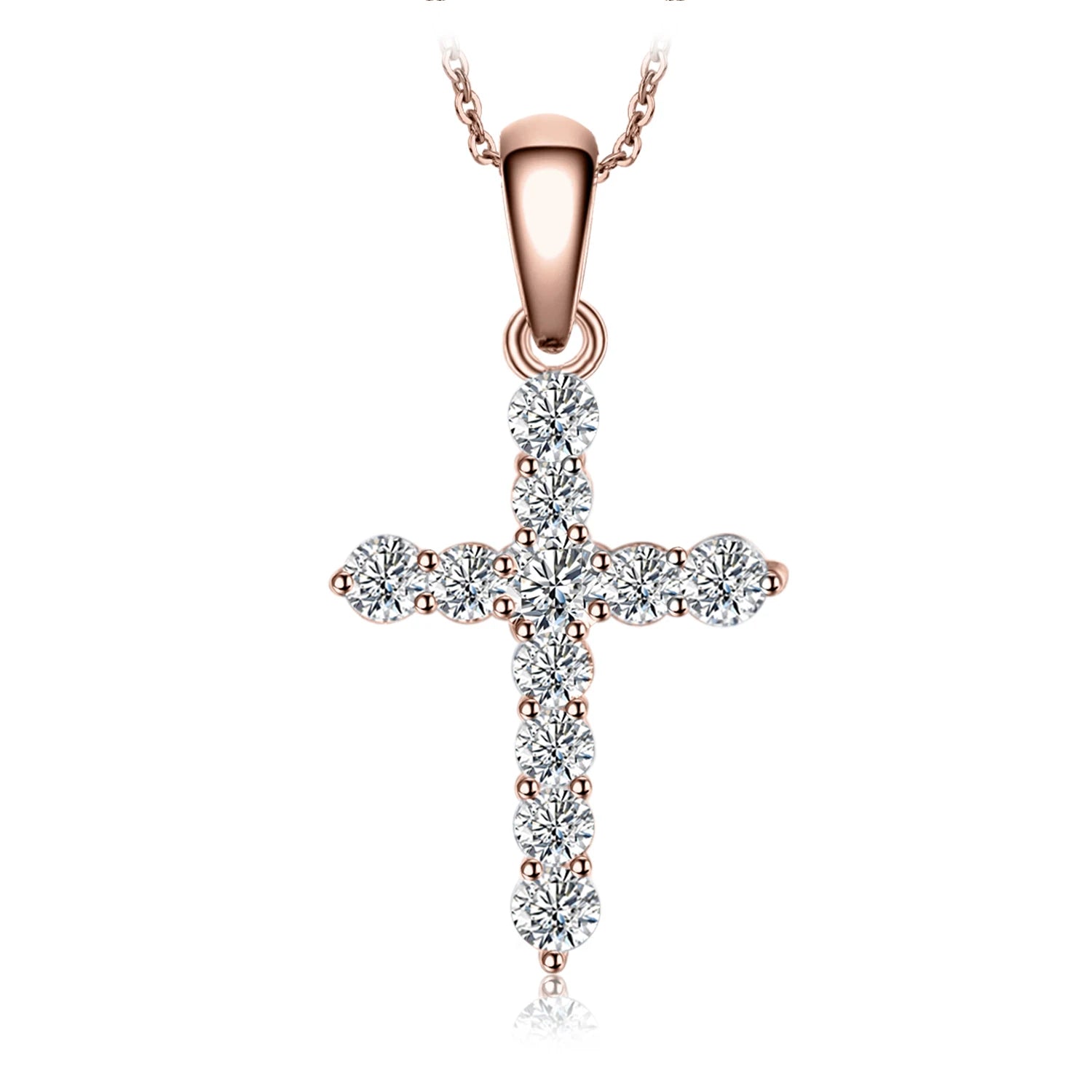 Gold Cross Pendant Necklace — S925 Sterling Silver & Zirconia