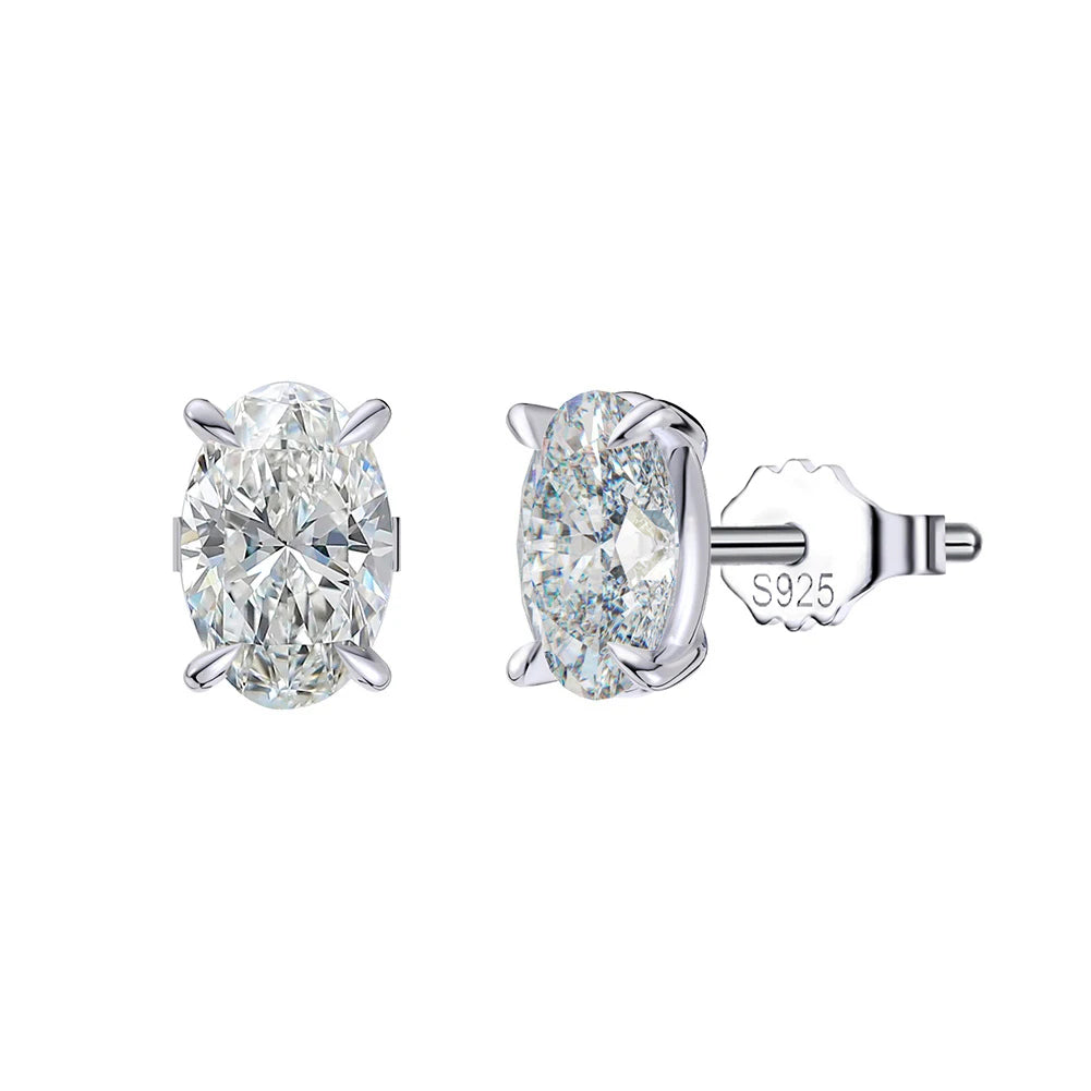 Oval Moissanite Stud Earrings | S925 Sterling Silver